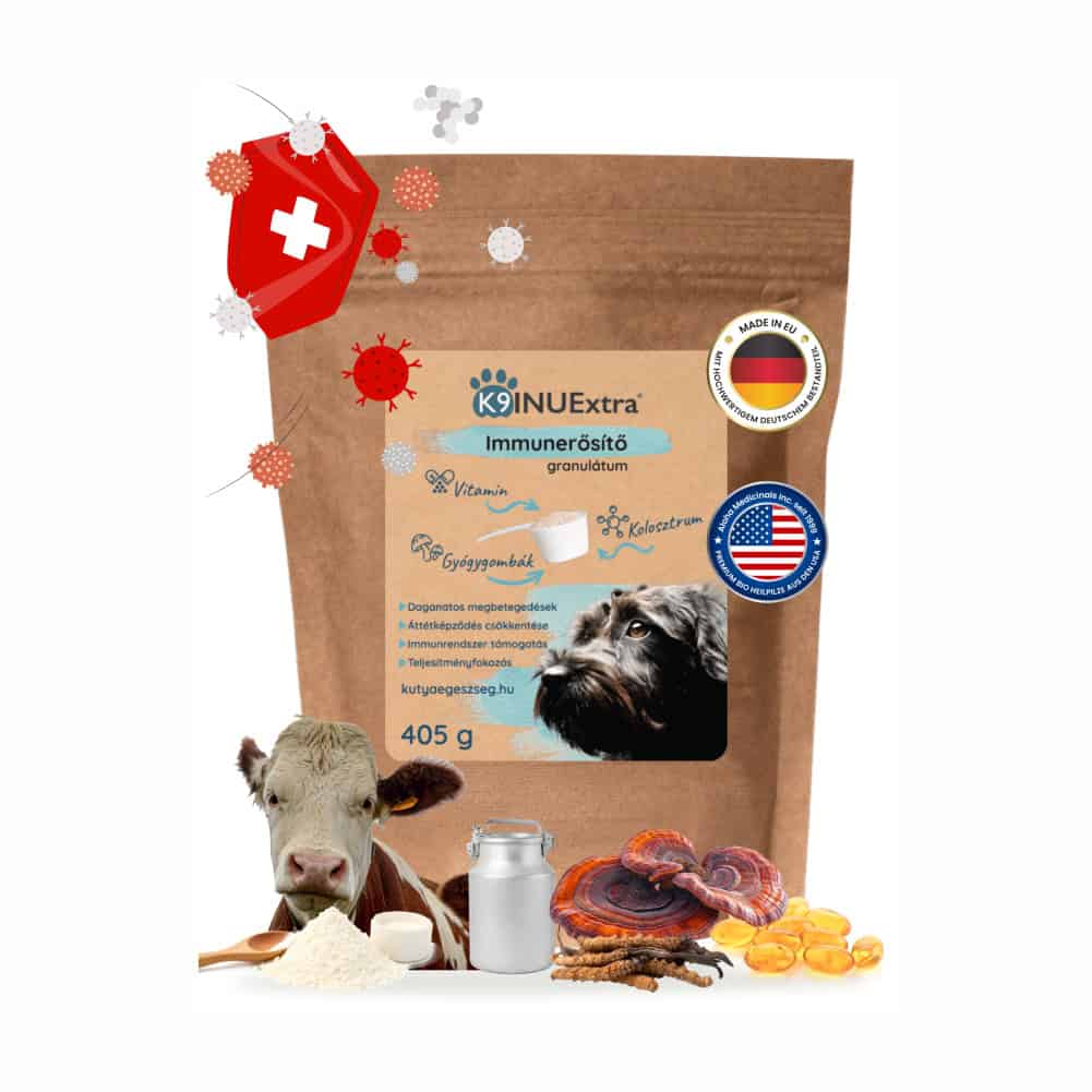 K9 INUExtra® alapanyagai – gyógygombák, kolosztrum, sörélesztő, E-vitamin kutyák számára